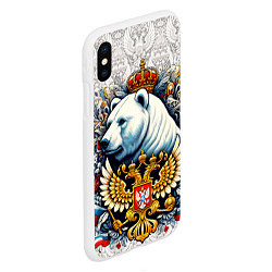 Чехол iPhone XS Max матовый Белый медведь с короной, цвет: 3D-белый — фото 2