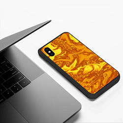 Чехол iPhone XS Max матовый Абстракция жидкое золото, цвет: 3D-черный — фото 2
