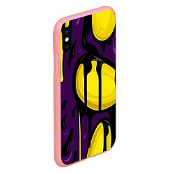 Чехол iPhone XS Max матовый Желтые яркие пятна краски на фиолетовом, цвет: 3D-баблгам — фото 2