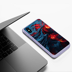 Чехол iPhone XS Max матовый Яркая волнистая абстракция, цвет: 3D-светло-сиреневый — фото 2