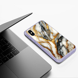 Чехол iPhone XS Max матовый Мрамор - текстура, цвет: 3D-светло-сиреневый — фото 2