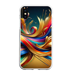 Чехол iPhone XS Max матовый Золотые линии, цвет: 3D-белый