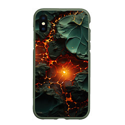 Чехол iPhone XS Max матовый Объемная текстура и лава, цвет: 3D-темно-зеленый