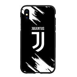 Чехол iPhone XS Max матовый Juventus краски текстура, цвет: 3D-черный