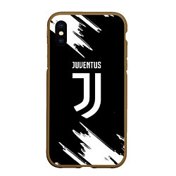 Чехол iPhone XS Max матовый Juventus краски текстура, цвет: 3D-коричневый