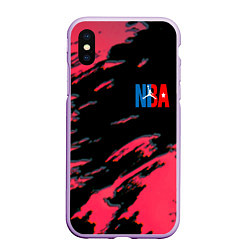 Чехол iPhone XS Max матовый NBA краски текстура, цвет: 3D-сиреневый