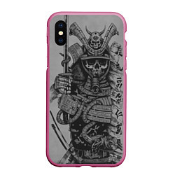 Чехол iPhone XS Max матовый Demonic samurai, цвет: 3D-малиновый