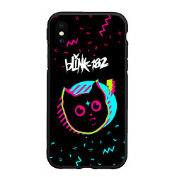 Чехол iPhone XS Max матовый Blink 182 - rock star cat, цвет: 3D-черный