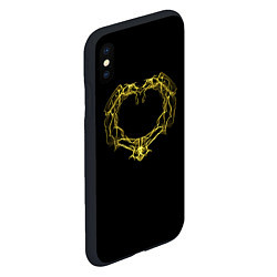 Чехол iPhone XS Max матовый Сердце желтыми энергетическими линиями на черном, цвет: 3D-черный — фото 2