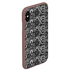 Чехол iPhone XS Max матовый Черно-белый абстрактный узор круги, цвет: 3D-коричневый — фото 2