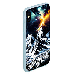 Чехол iPhone XS Max матовый Молнии и горы, цвет: 3D-голубой — фото 2