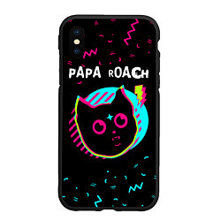 Чехол iPhone XS Max матовый Papa Roach - rock star cat, цвет: 3D-черный