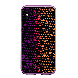 Чехол iPhone XS Max матовый Геометрические фигуры жёлтые и фиолетовые, цвет: 3D-фиолетовый