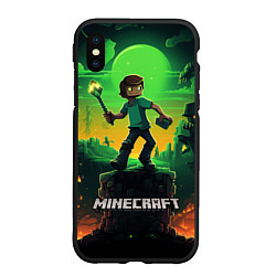 Чехол iPhone XS Max матовый Персонаж в мире Minecraft, цвет: 3D-черный