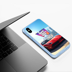 Чехол iPhone XS Max матовый GTA 6 logo auto, цвет: 3D-голубой — фото 2