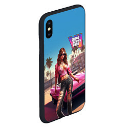 Чехол iPhone XS Max матовый GTA 6 girl logo, цвет: 3D-черный — фото 2