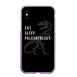 Чехол iPhone XS Max матовый Eat sleep paleontology, цвет: 3D-сиреневый