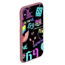 Чехол iPhone XS Max матовый 6ix9ine logo rap bend, цвет: 3D-малиновый — фото 2