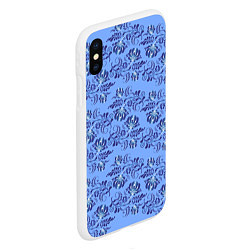 Чехол iPhone XS Max матовый Узоры гжель на голубом фоне, цвет: 3D-белый — фото 2