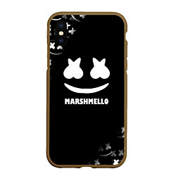 Чехол iPhone XS Max матовый Marshmello белое лого, цвет: 3D-коричневый