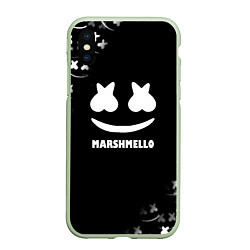 Чехол iPhone XS Max матовый Marshmello белое лого, цвет: 3D-салатовый