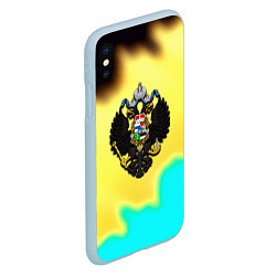 Чехол iPhone XS Max матовый Российская империя герб краски, цвет: 3D-голубой — фото 2