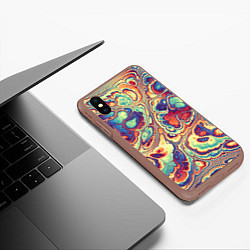 Чехол iPhone XS Max матовый Абстрактный разноцветный паттерн, цвет: 3D-коричневый — фото 2