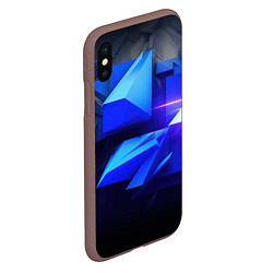 Чехол iPhone XS Max матовый Black blue background abstract, цвет: 3D-коричневый — фото 2