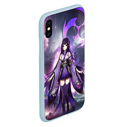 Чехол iPhone XS Max матовый Genshin Impact - character Raiden, цвет: 3D-голубой — фото 2