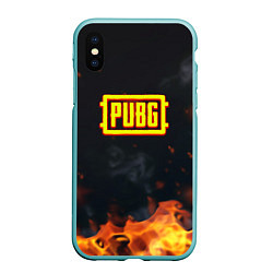 Чехол iPhone XS Max матовый Pubg fire abstraction, цвет: 3D-мятный