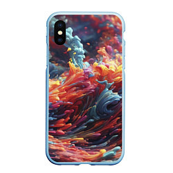 Чехол iPhone XS Max матовый Многоцветный дым, цвет: 3D-голубой