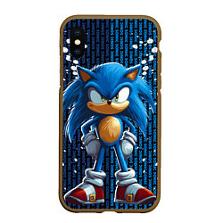 Чехол iPhone XS Max матовый Sonic - splash and logo, цвет: 3D-коричневый