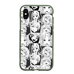 Чехол iPhone XS Max матовый Ahegao узор, цвет: 3D-темно-зеленый