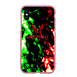 Чехол iPhone XS Max матовый Valorant flame fire, цвет: 3D-розовый