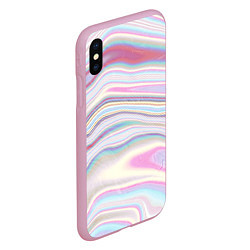 Чехол iPhone XS Max матовый Мрамор узор розово-голубой, цвет: 3D-розовый — фото 2