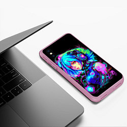 Чехол iPhone XS Max матовый Японский киберпанк, цвет: 3D-розовый — фото 2