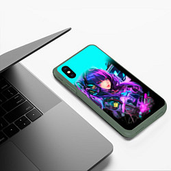 Чехол iPhone XS Max матовый Киберпанк Аниме девушка, цвет: 3D-темно-зеленый — фото 2