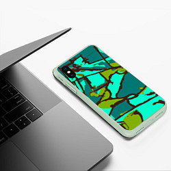 Чехол iPhone XS Max матовый Цветная геометрия, цвет: 3D-салатовый — фото 2