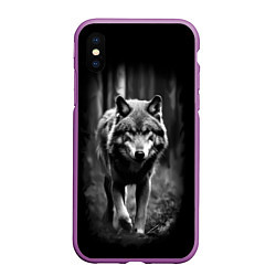 Чехол iPhone XS Max матовый Матерый Старый Волк, цвет: 3D-фиолетовый