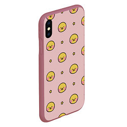 Чехол iPhone XS Max матовый Цыплята parttern, цвет: 3D-малиновый — фото 2