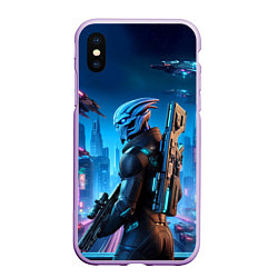 Чехол iPhone XS Max матовый Mass Effect - ai art, цвет: 3D-сиреневый