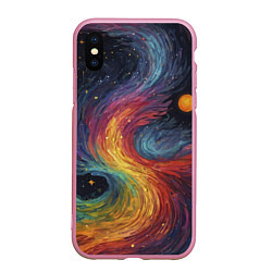 Чехол iPhone XS Max матовый Звездный вихрь абстрактная живопись, цвет: 3D-розовый