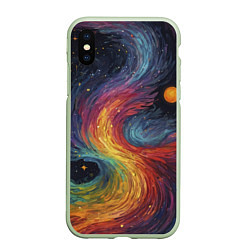 Чехол iPhone XS Max матовый Звездный вихрь абстрактная живопись, цвет: 3D-салатовый