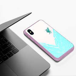 Чехол iPhone XS Max матовый Liverpool logo texture fc, цвет: 3D-сиреневый — фото 2