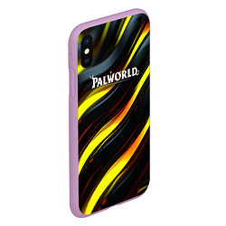 Чехол iPhone XS Max матовый Palworld логотип золотые и черные волны, цвет: 3D-сиреневый — фото 2