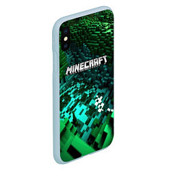 Чехол iPhone XS Max матовый Minecraft logo в стиле киберпанк, цвет: 3D-голубой — фото 2