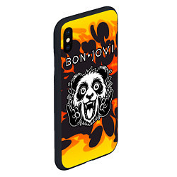 Чехол iPhone XS Max матовый Bon Jovi рок панда и огонь, цвет: 3D-черный — фото 2