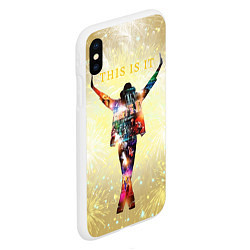 Чехол iPhone XS Max матовый Michael Jackson THIS IS IT - с салютами на золотом, цвет: 3D-белый — фото 2