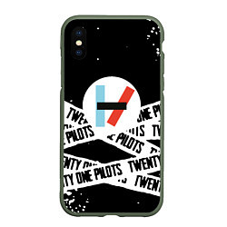 Чехол iPhone XS Max матовый Twenty one pilots stripes steel, цвет: 3D-темно-зеленый