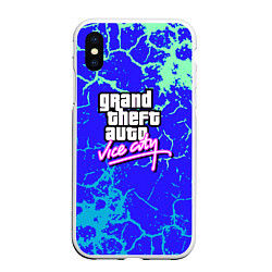 Чехол iPhone XS Max матовый GTA вайсити неоновая текстура, цвет: 3D-белый